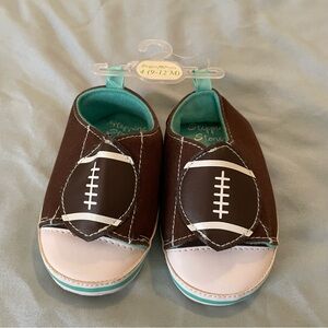 NWT Stepping Stones Brown & White Baby Football Slip-On Shoes - Size 4 (9-12M)